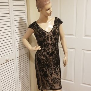 Prelude Soiree Black Beaded Cocktail Dress sz 4 6